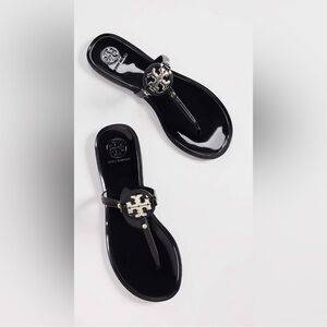 Tory Burch Mini Miller Jelly Thong Sandals Black Gold